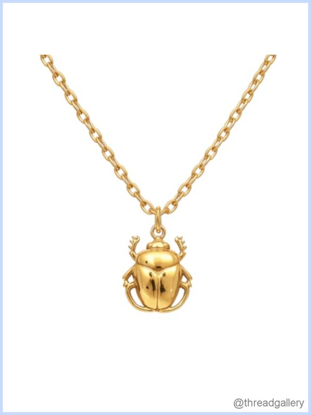 925 Sterling Silver Scarab Amulet Necklace 14k Gold Plated 18in